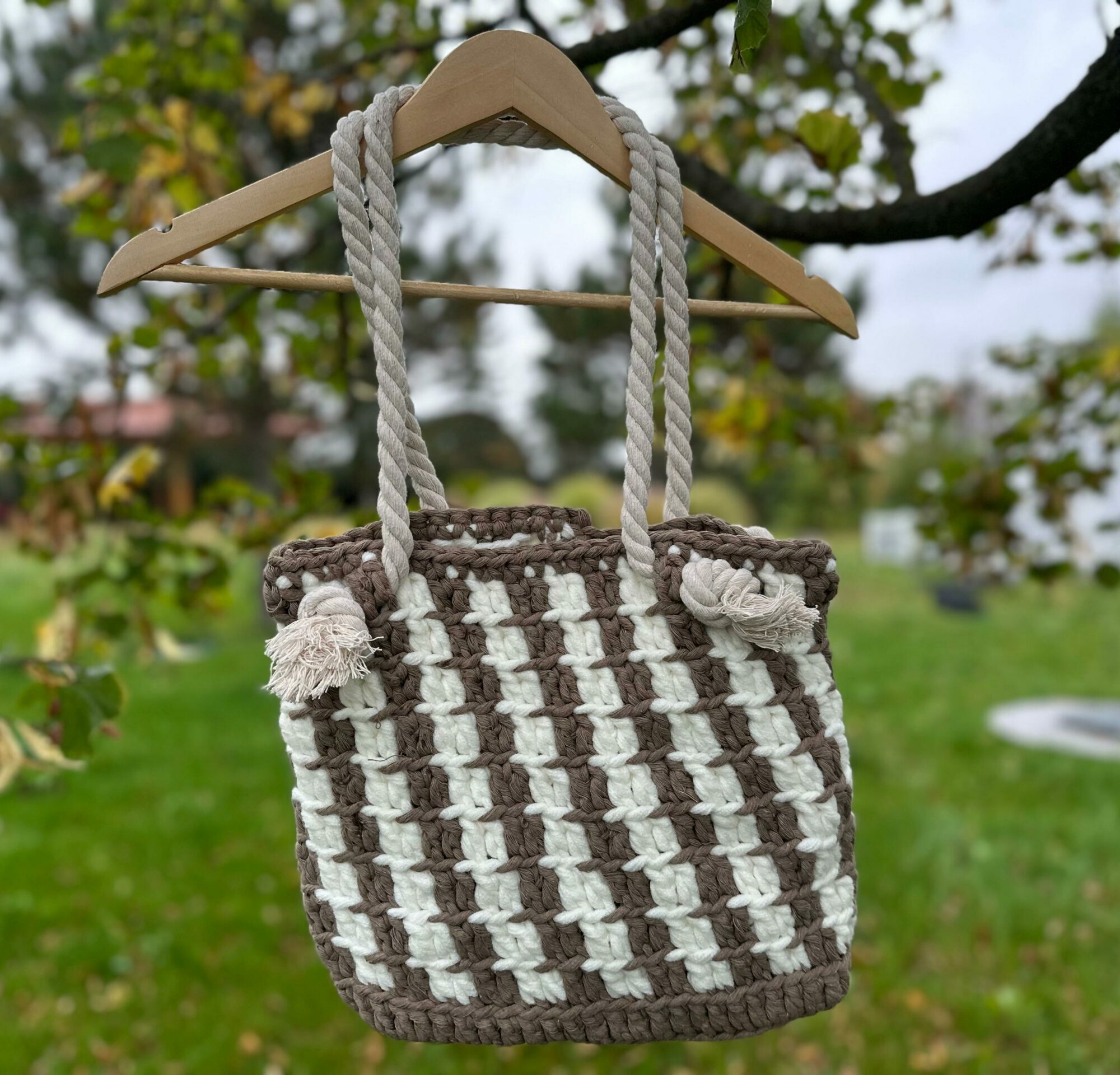 Torba Handmade biało-brązowa