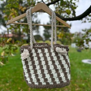 Torba Handmade biało-brązowa