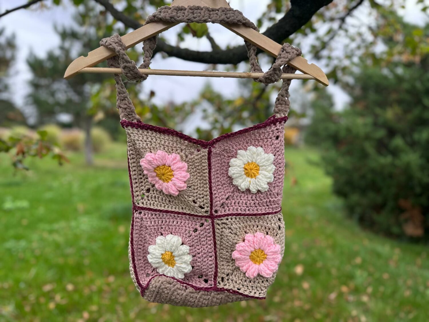 Torba Handmade różowo-beżowa w kwiaty