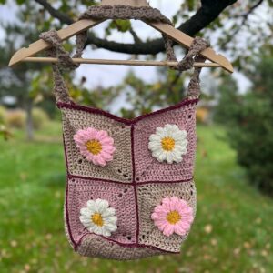 Torba Handmade różowo-beżowa w kwiaty