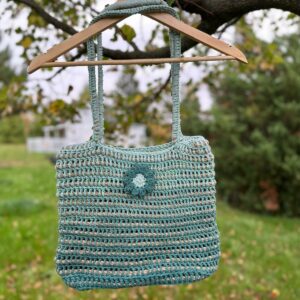 Torba Handmade zielona z kwiatem