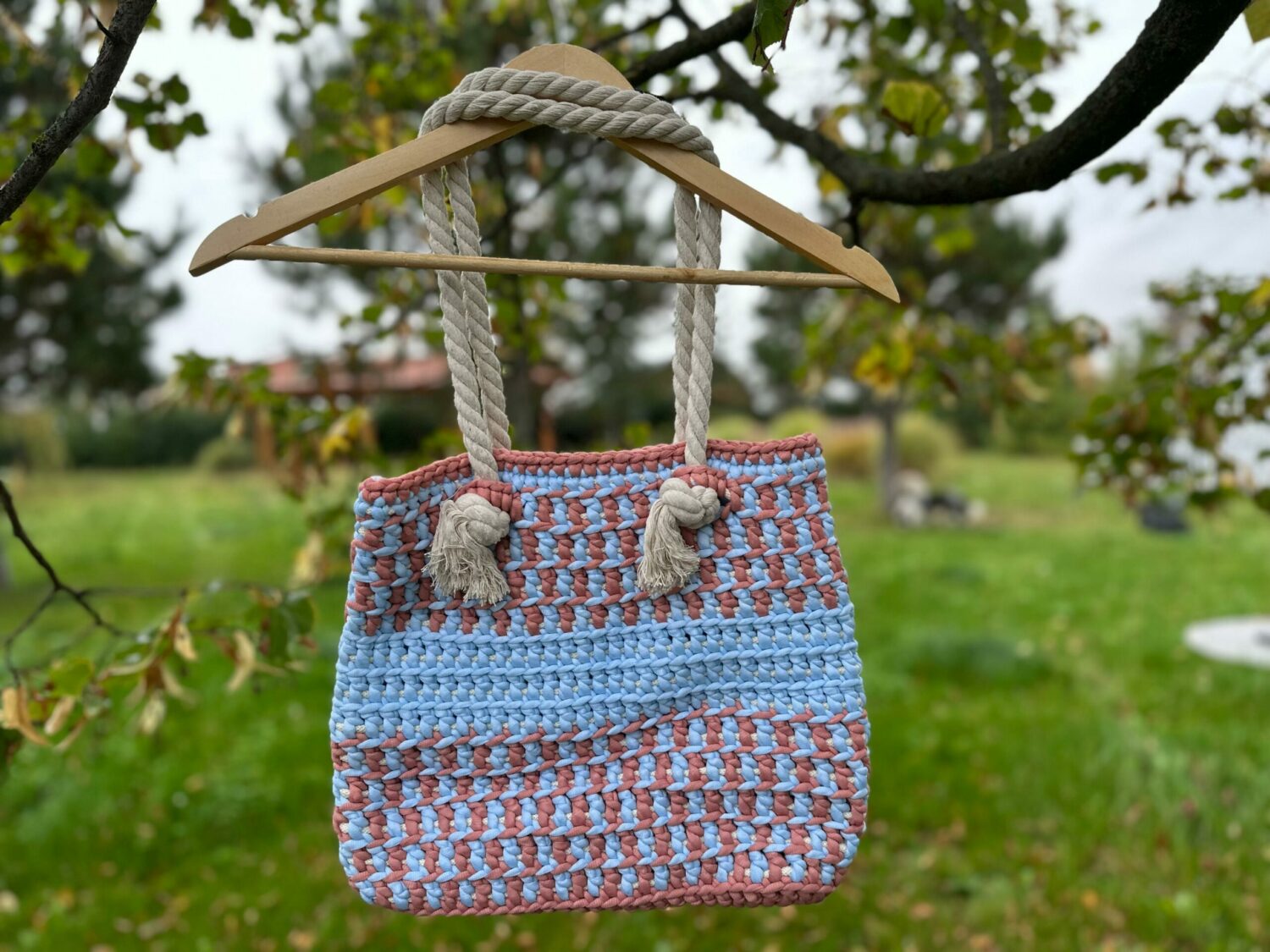 Torba Handmade niebiesko-brązowa