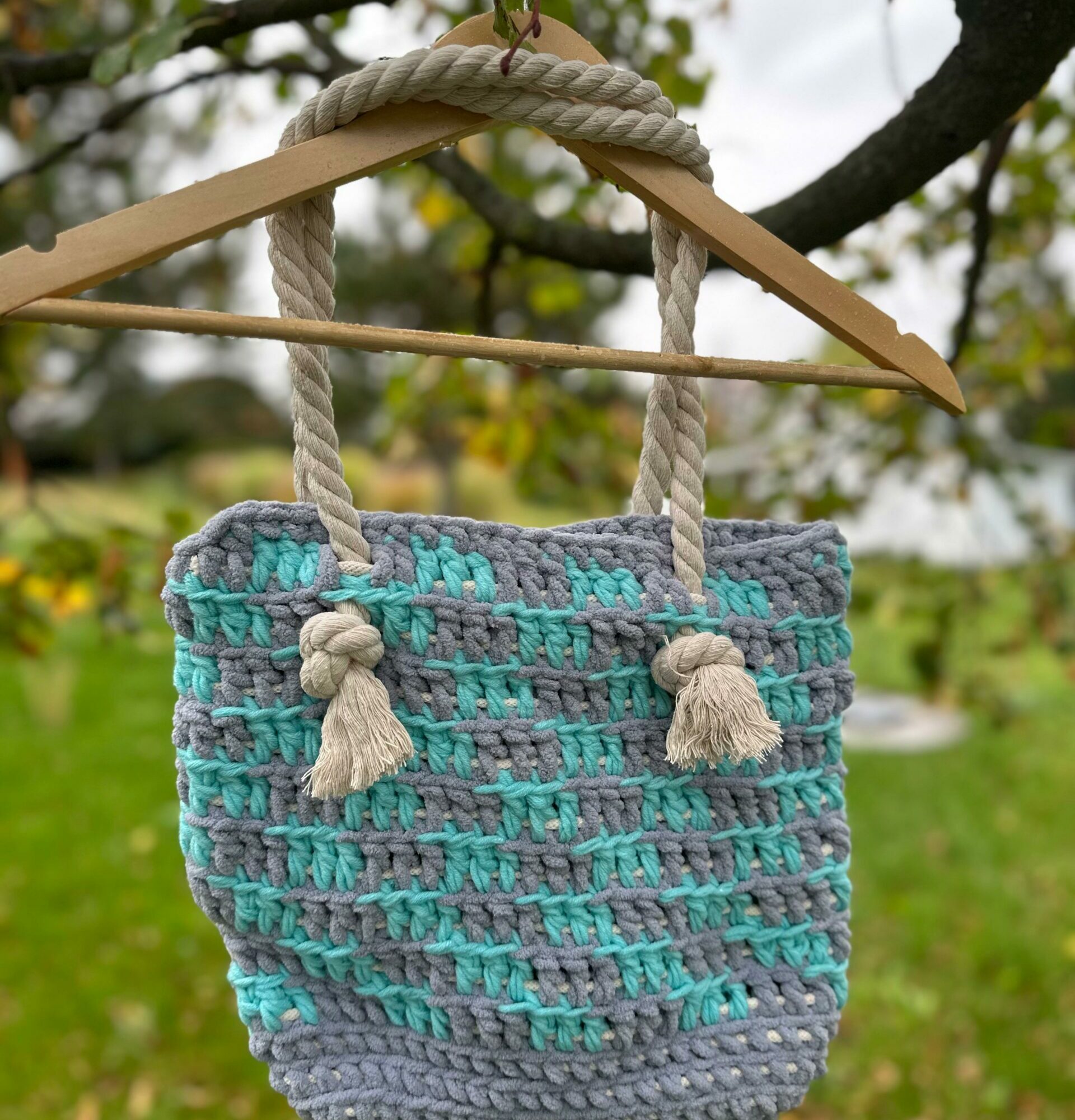 Torba Handmade turkusowo-szara