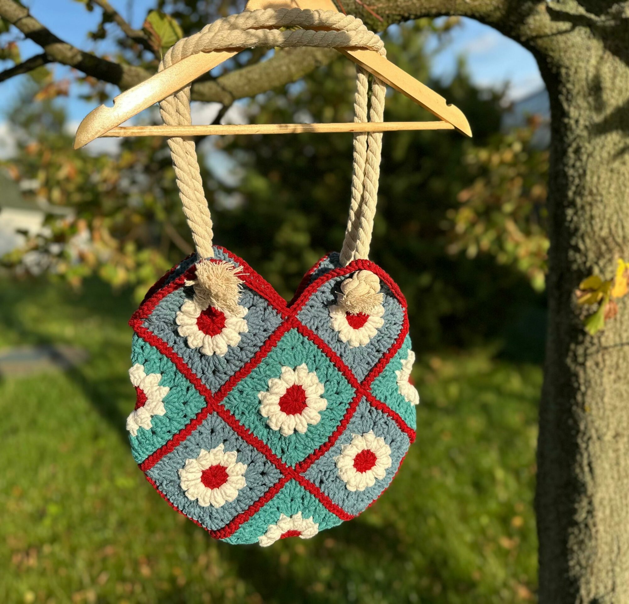 Torba Handmade zielona w kwiaty