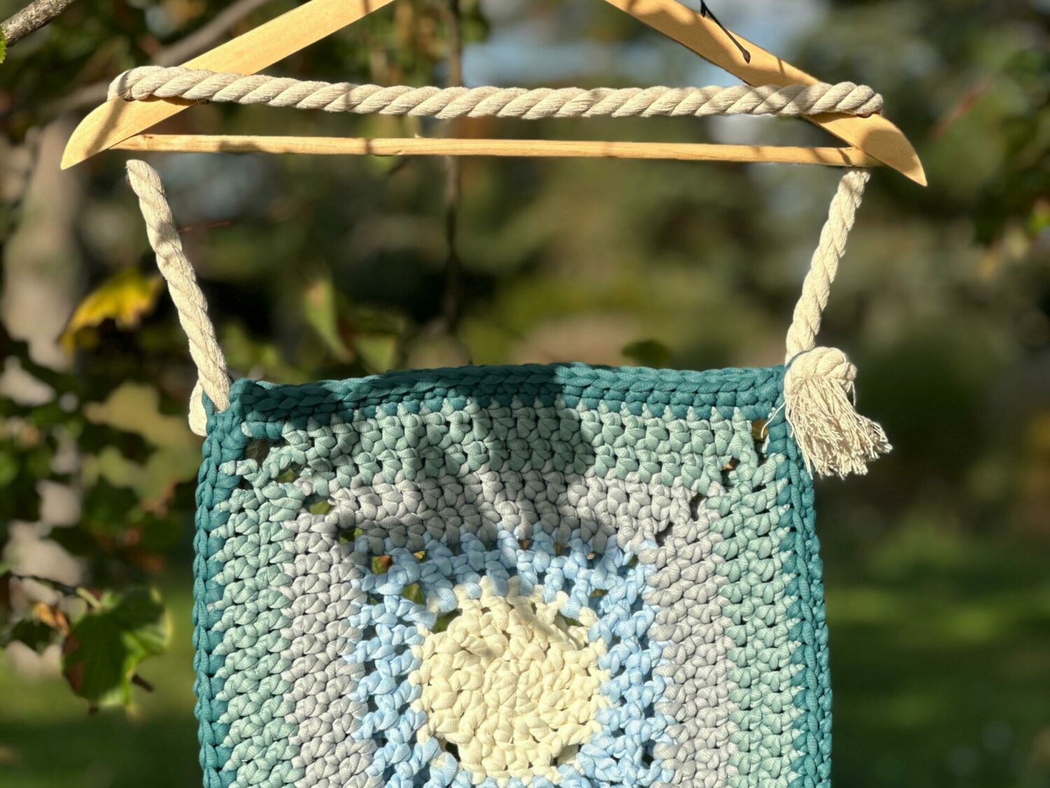 Torba Handmade beżowo-zielona