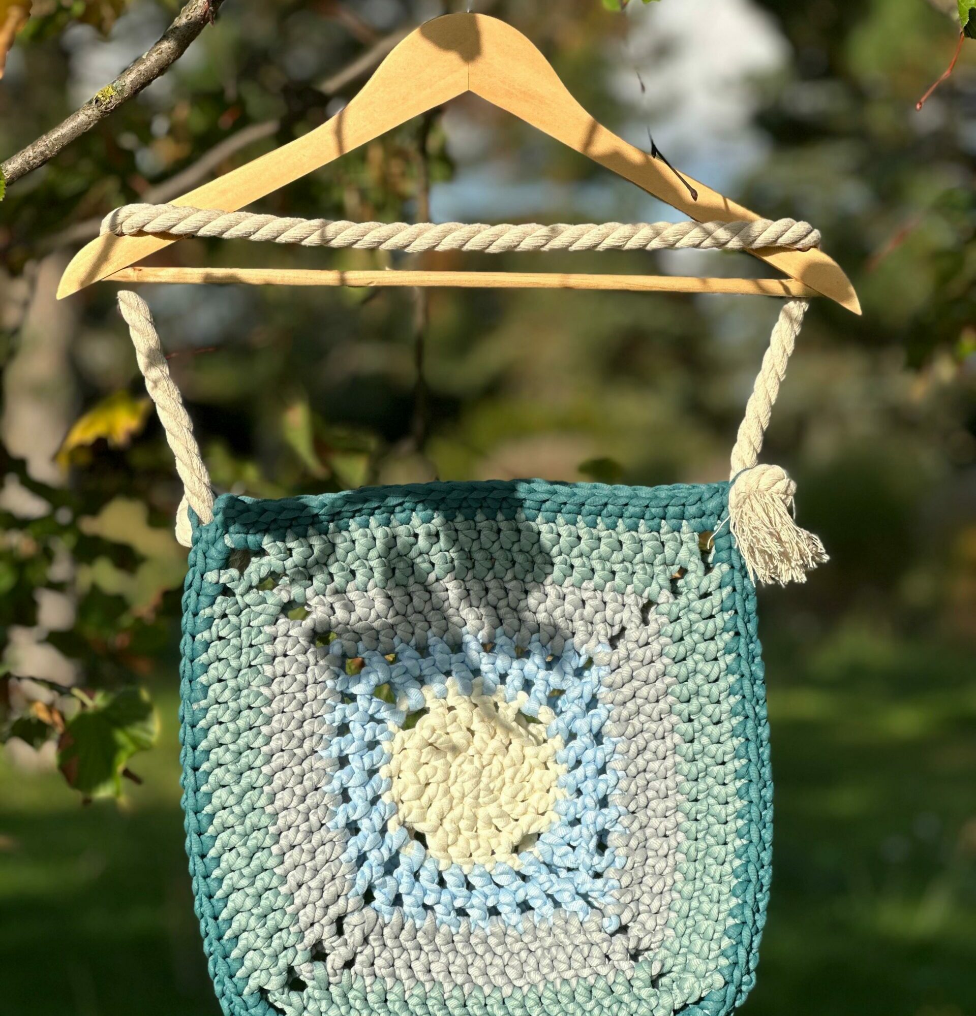 Torba Handmade beżowo-zielona