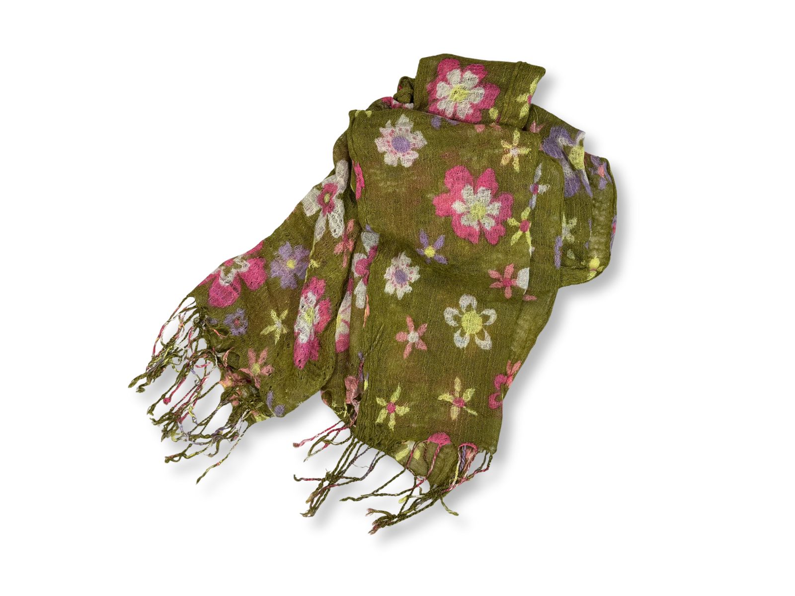 Apaszka oliwkowa w kwiaty