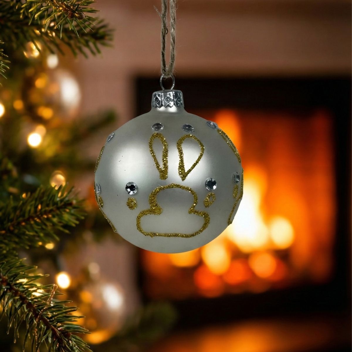 Bombka biała łapka