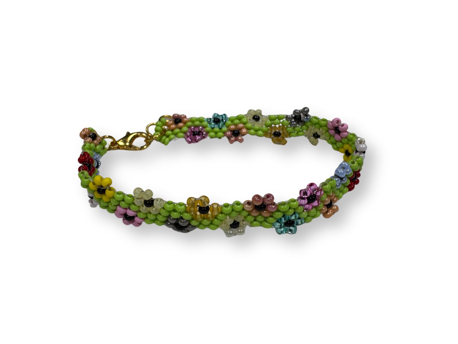 Bransoletka zielona kwiaty